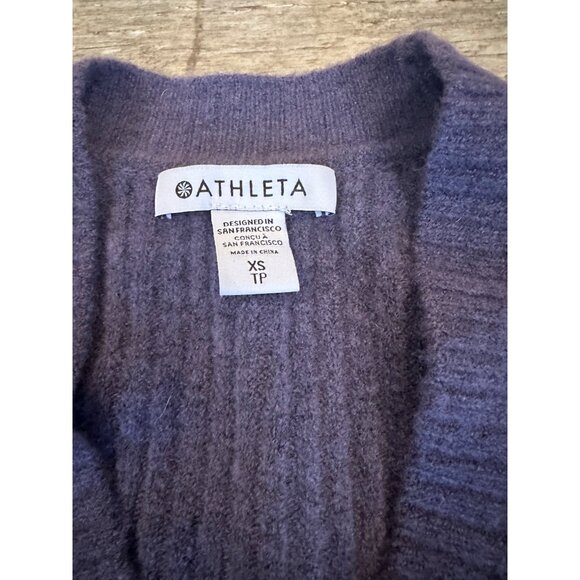 Athleta Ribbed Button-Down Cardigan Sweater XS Tall Soft Wool Blend Long Sleeves - Picture 3 of 11